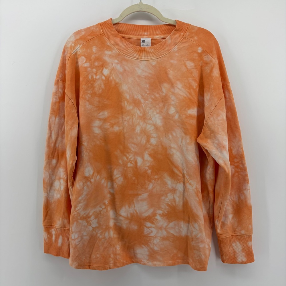 All In Motion Tie Dye Sweatshirt Orange‎ White Long Sleeve Crewneck XL